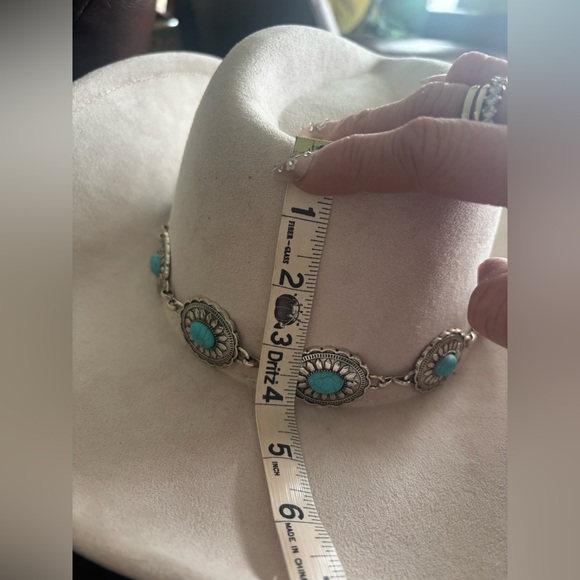 Cowboy/ Cowgirl Faux Suede Hat w/Turquoise & Silver Accents - Picture 10 of 10